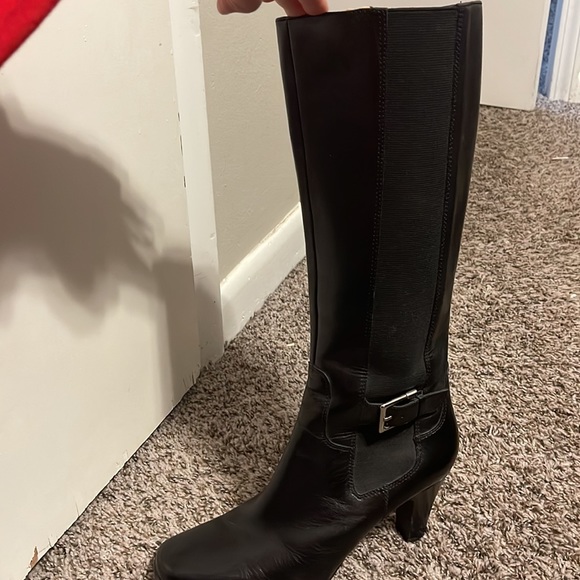 Anne Klein - Black heel dress leather boots - 9 - Picture 4 of 6